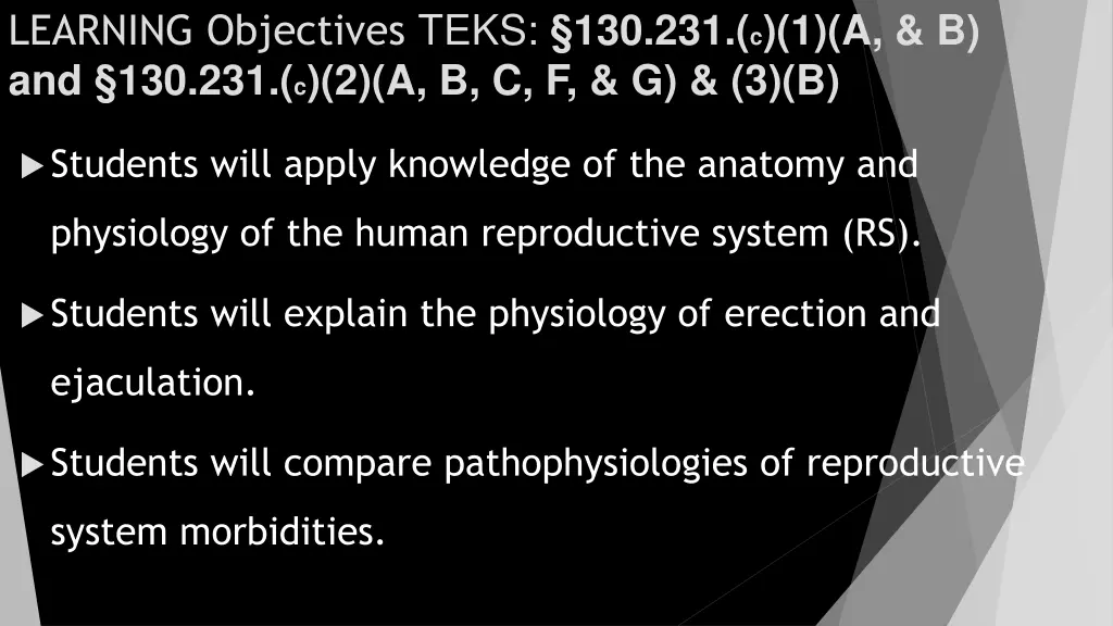 learning objectives teks