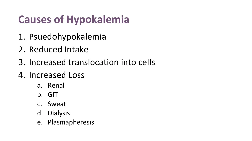 causes of hypokalemia