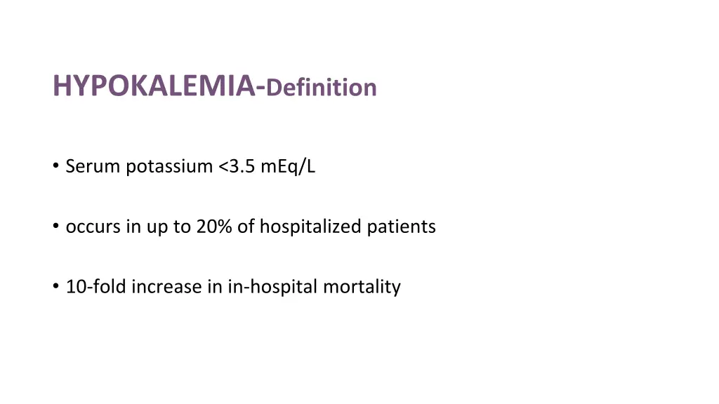 hypokalemia definition