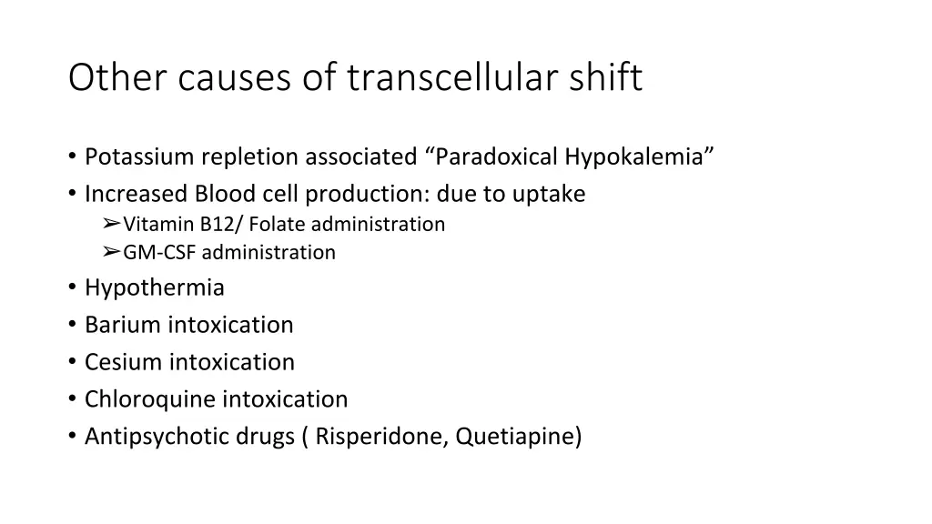 other causes of transcellular shift