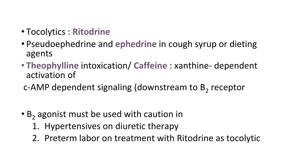 tocolytics ritodrine pseudoephedrine