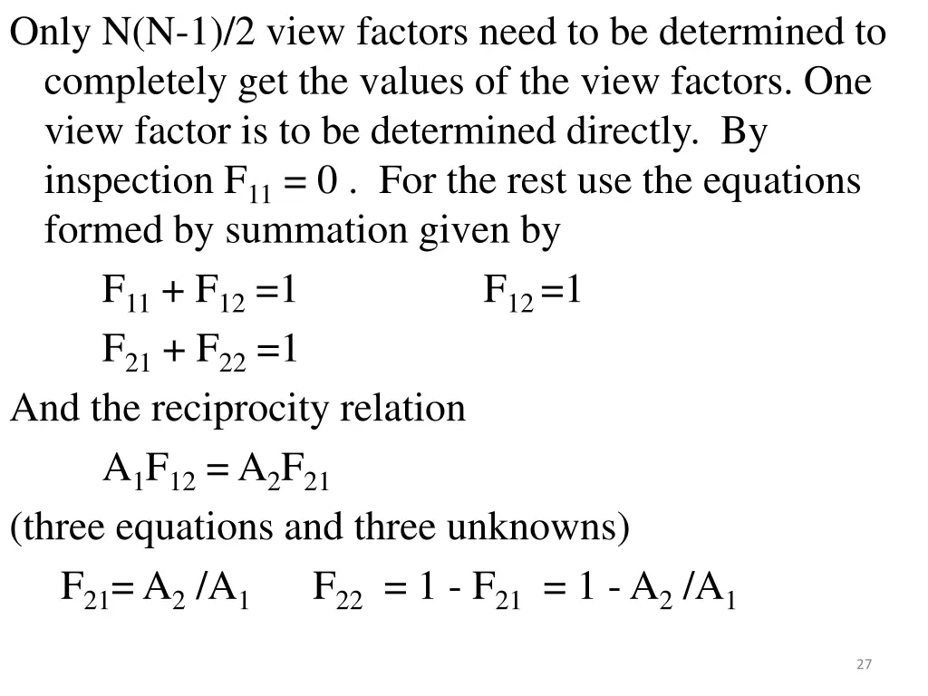 only n n 1 2 view factors need to be determined