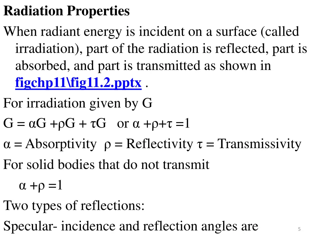 radiation properties when radiant energy