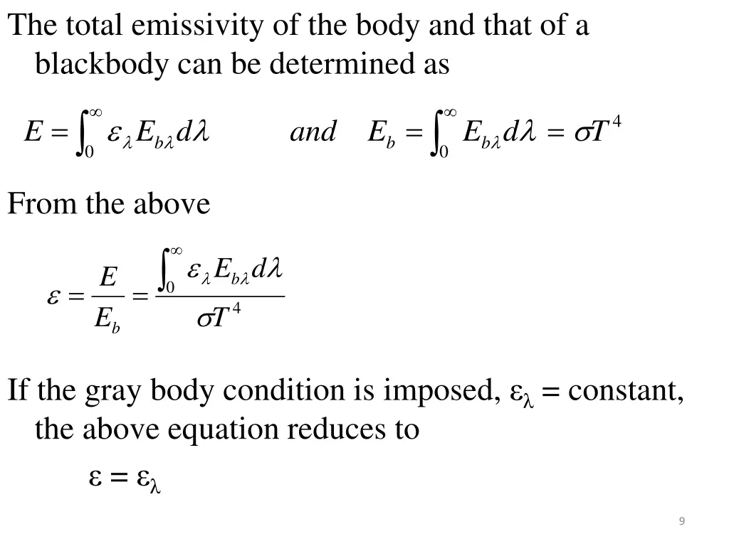 the total emissivity of the body and that