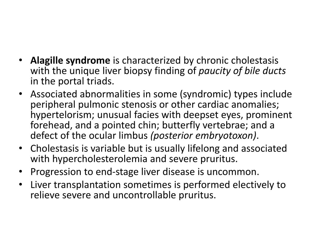 alagille syndrome is characterized by chronic