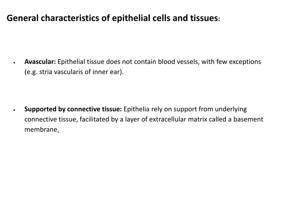 general characteristics of epithelial cells 1