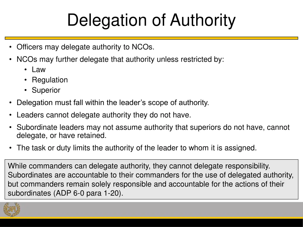 delegation of authority