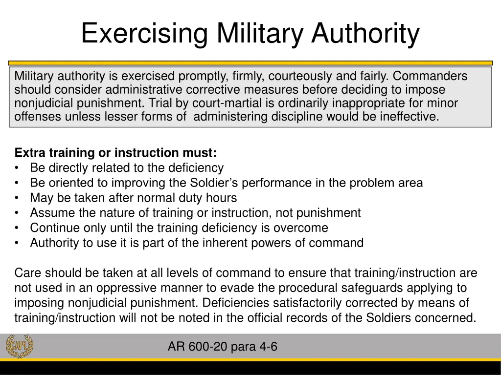 exercising military authority