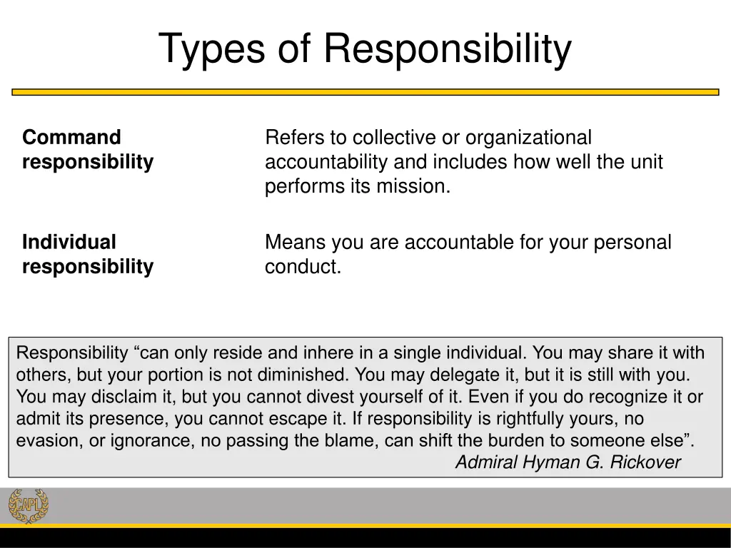 types of responsibility