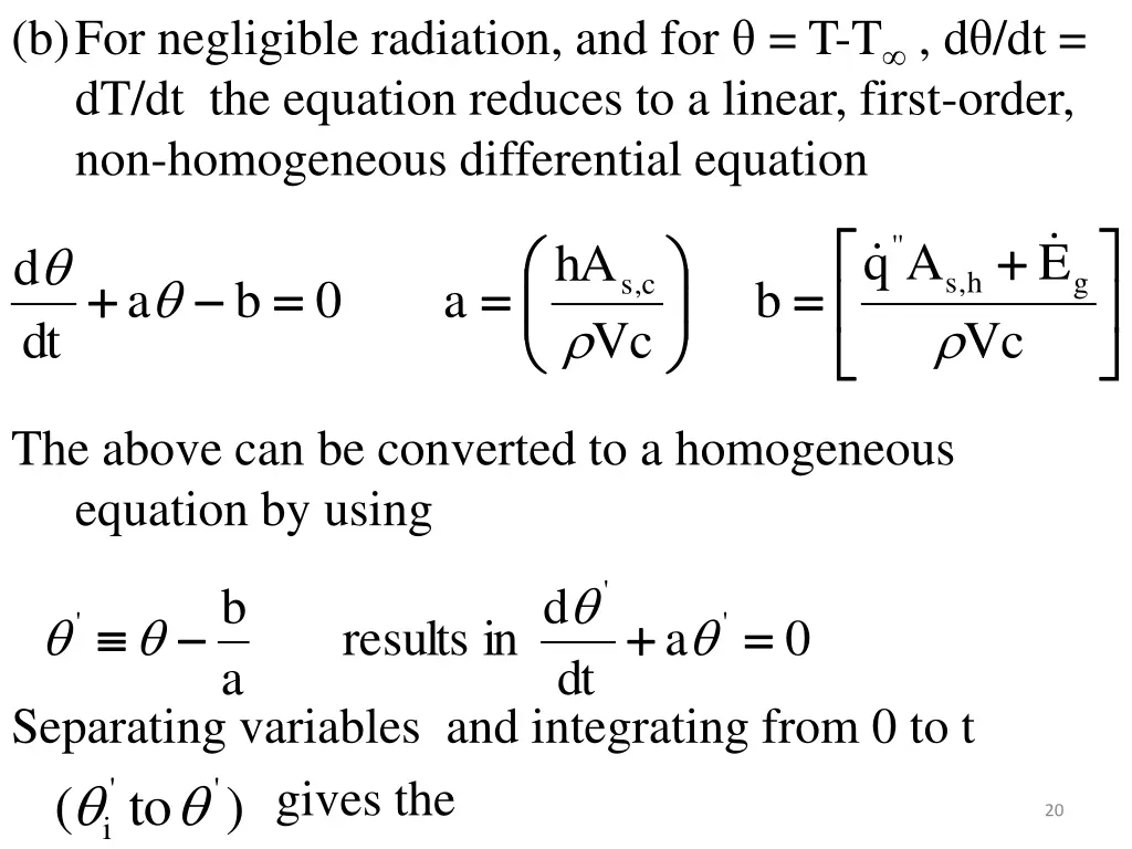 b for negligible radiation