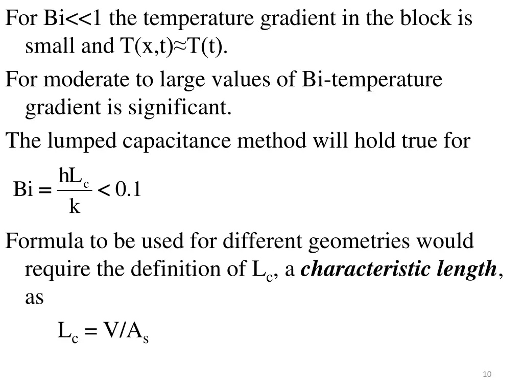 for bi 1 the temperature gradient in the block