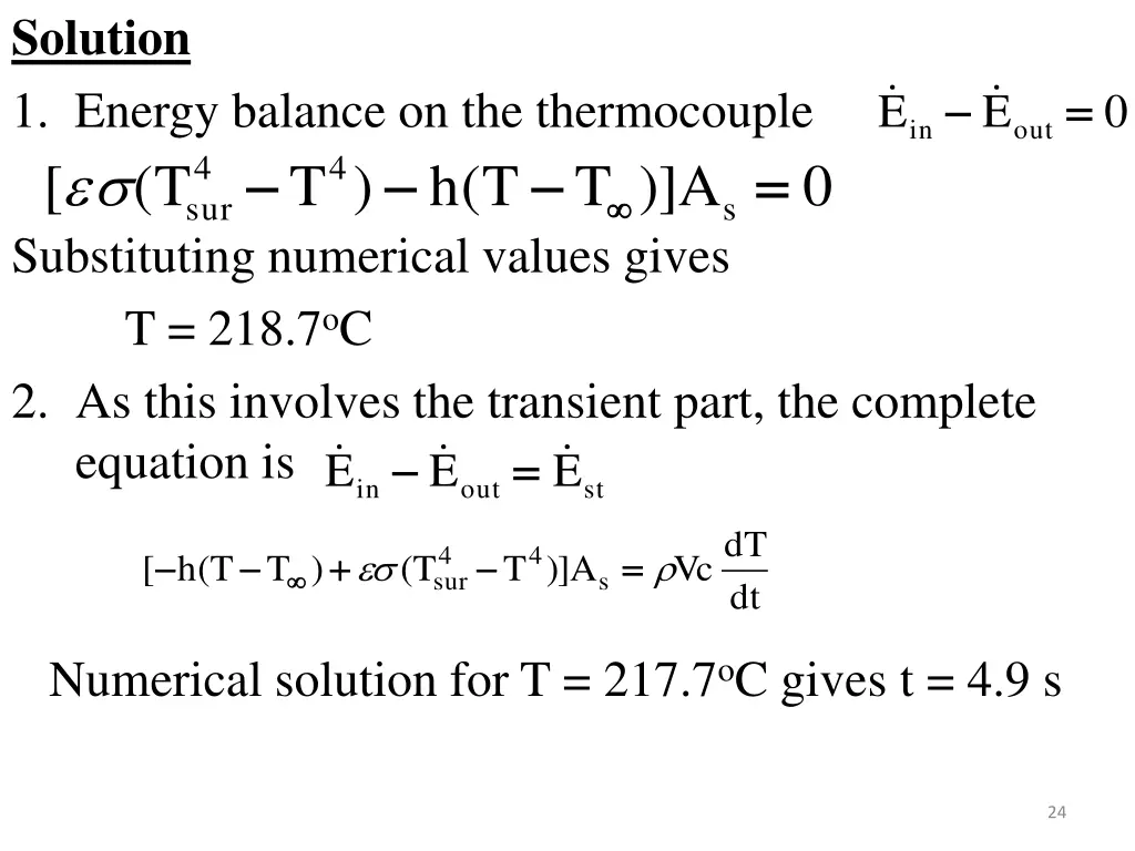 solution 1 energy balance on the thermocouple