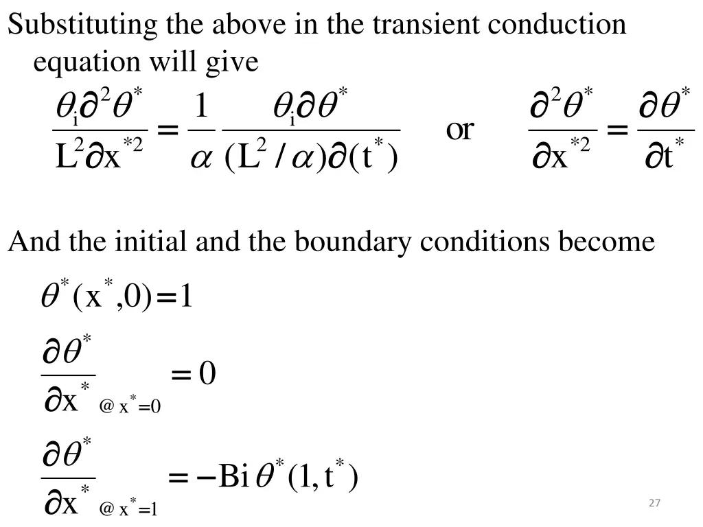 substituting the above in the transient