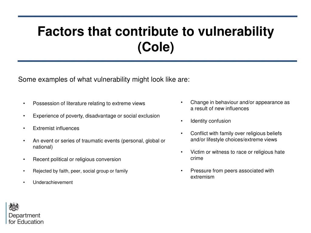 factors that contribute to vulnerability cole