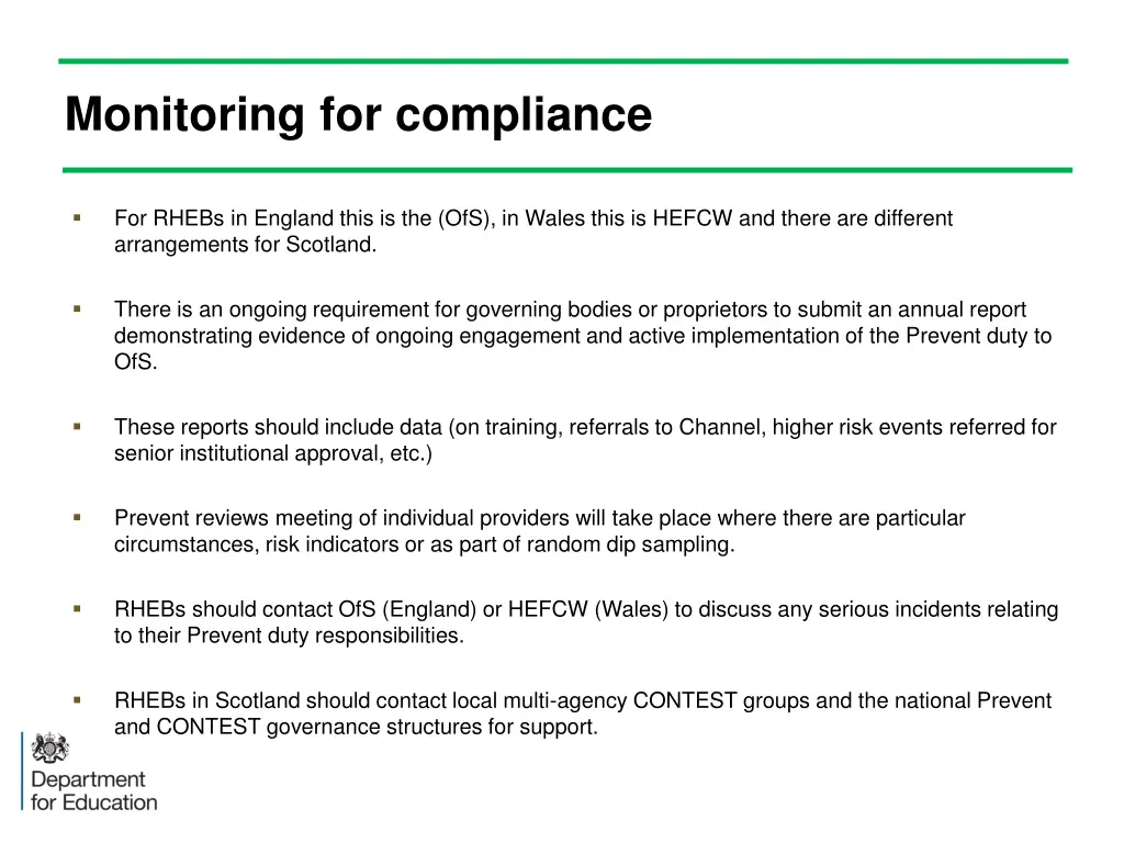 monitoring for compliance