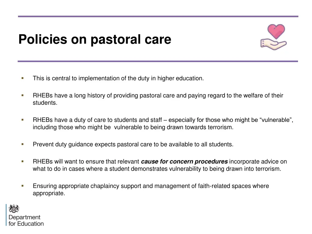 policies on pastoral care