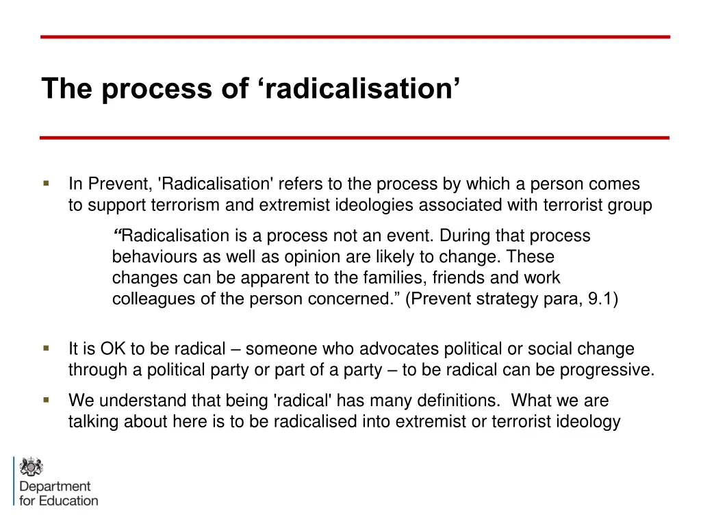 the process of radicalisation