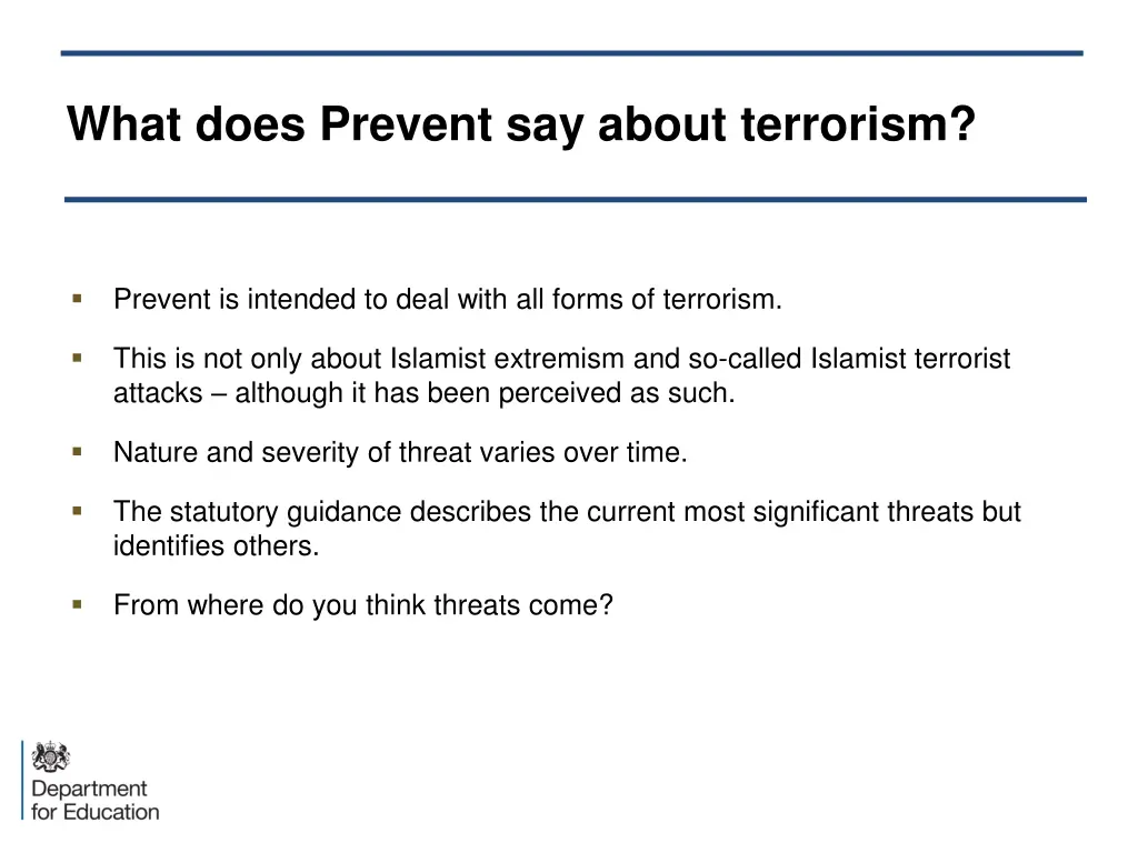 what does prevent say about terrorism