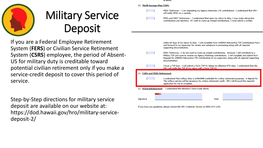 military service military service deposit deposit