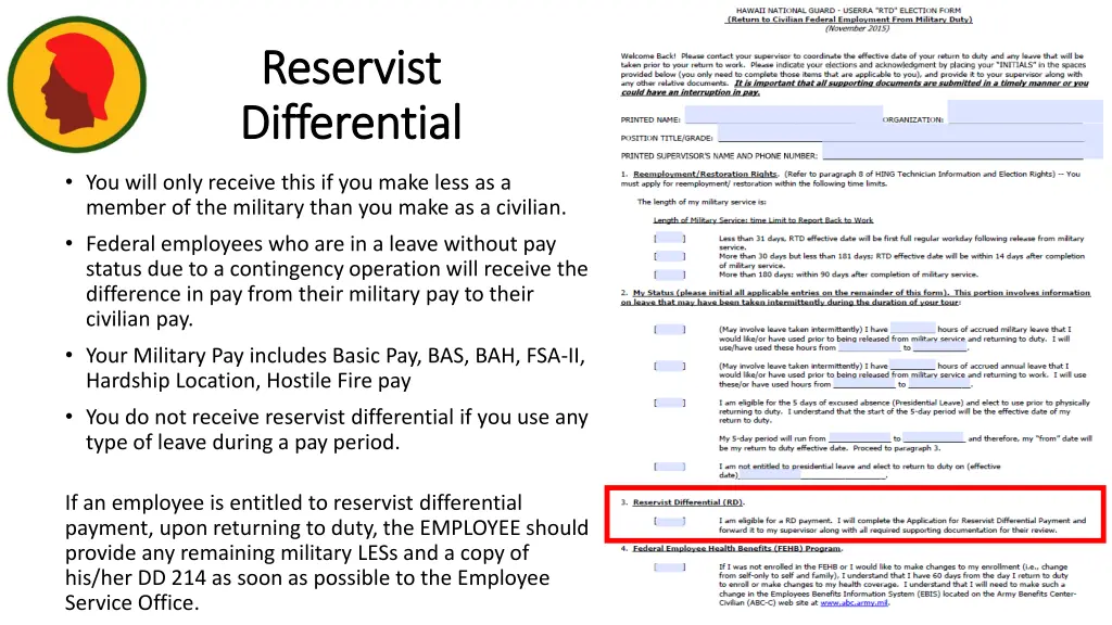 reservist reservist differential differential