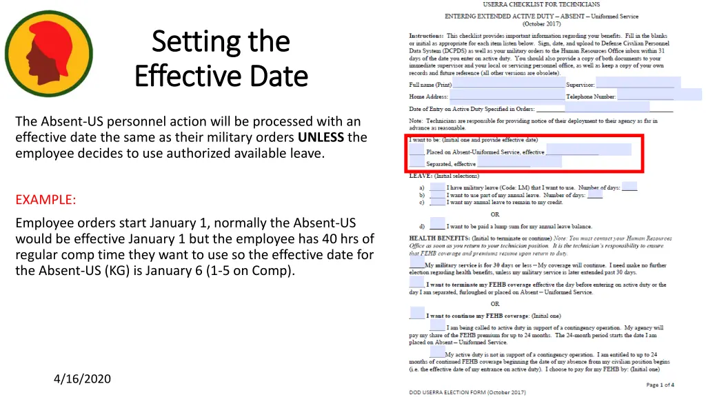 setting the setting the effective date effective