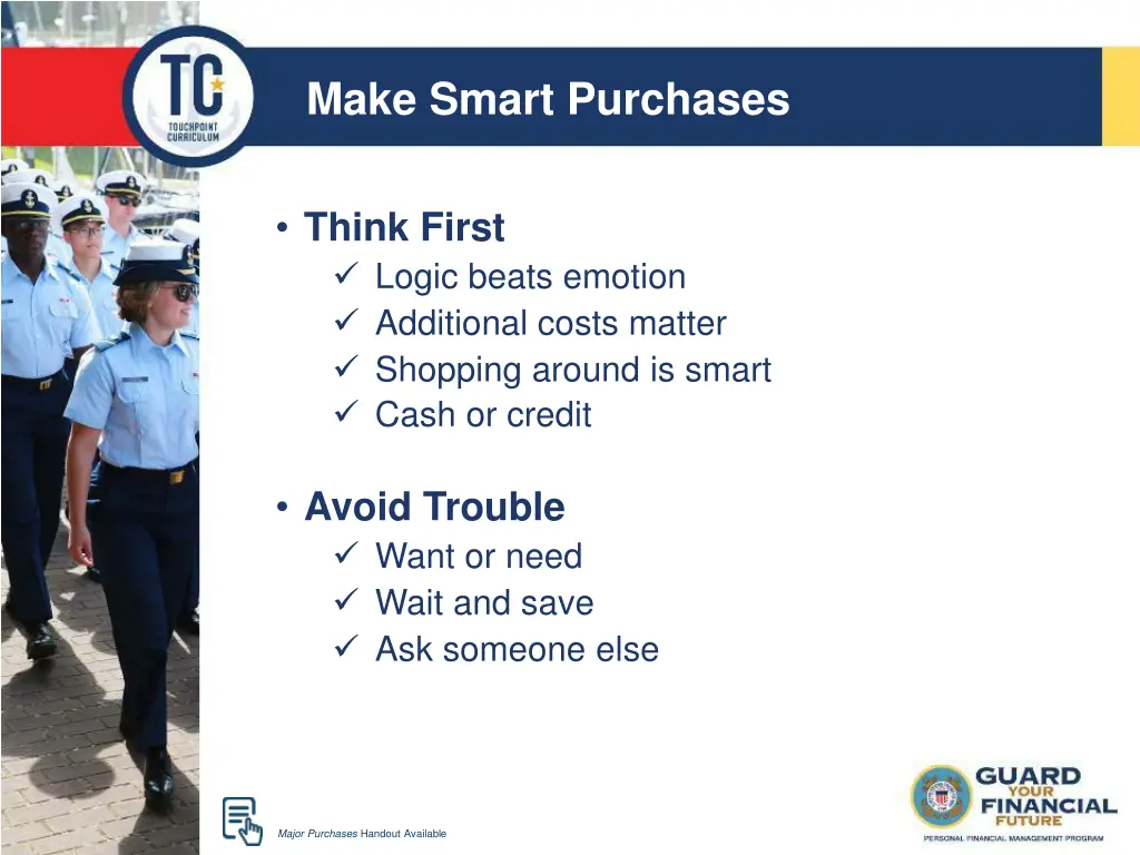 make smart purchases