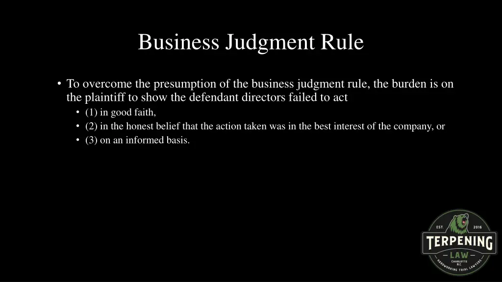 business judgment rule 1