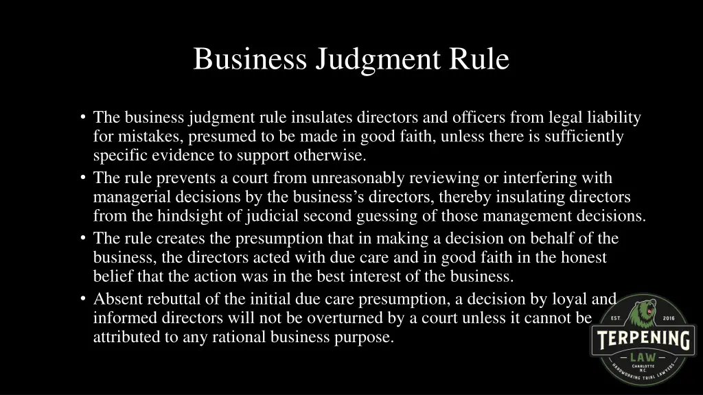 business judgment rule