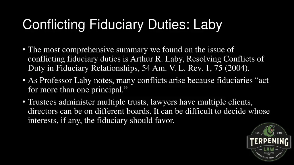 conflicting fiduciary duties laby