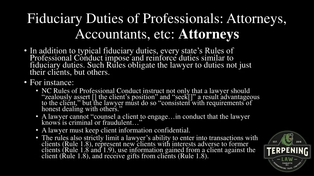 fiduciary duties of professionals attorneys 1