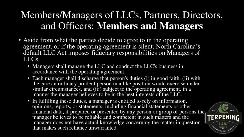 members managers of llcs partners directors 1