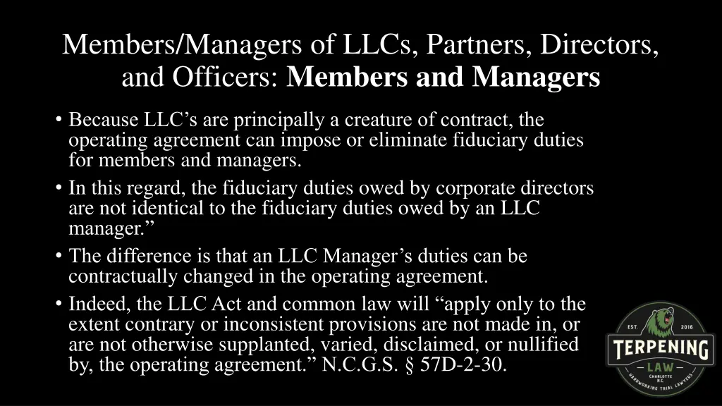 members managers of llcs partners directors