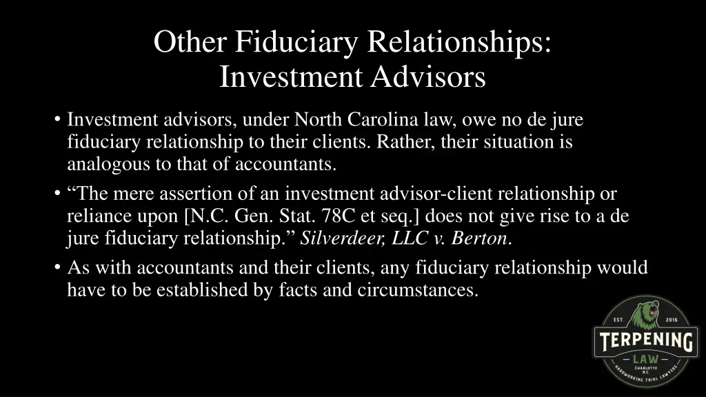 other fiduciary relationships investment advisors