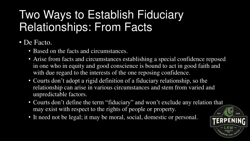 two ways to establish fiduciary relationships 1