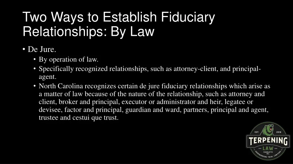 two ways to establish fiduciary relationships