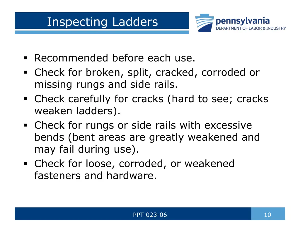 inspecting ladders