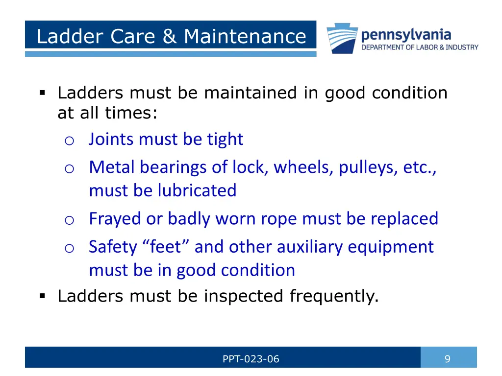 ladder care maintenance