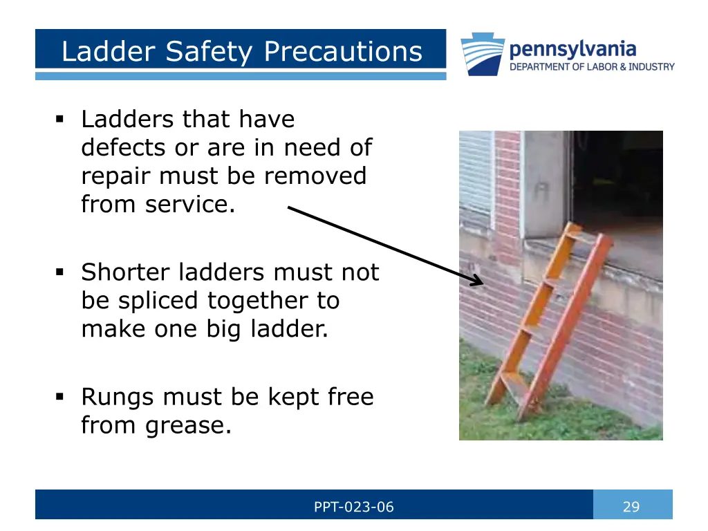 ladder safety precautions