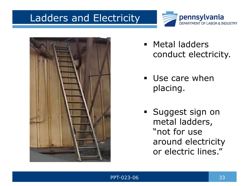 ladders and electricity