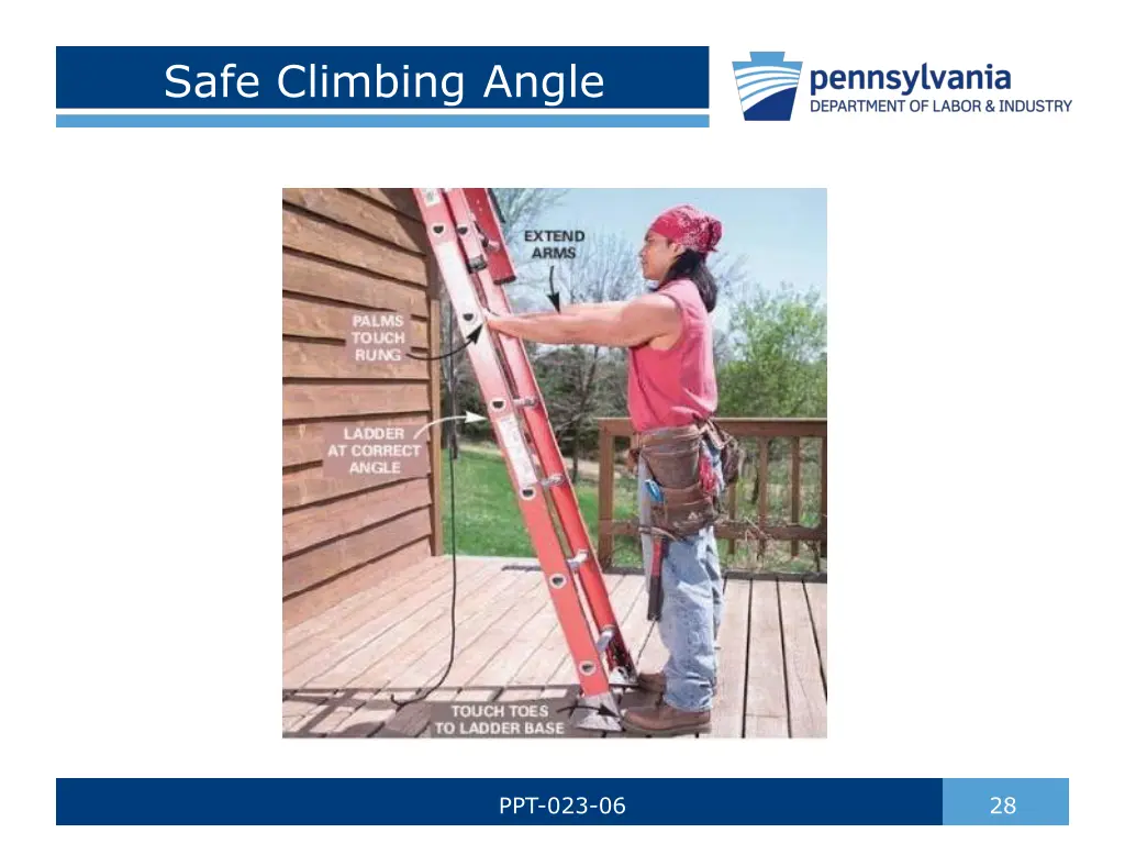 safe climbing angle