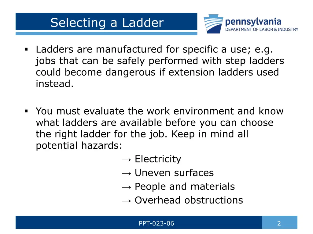 selecting a ladder