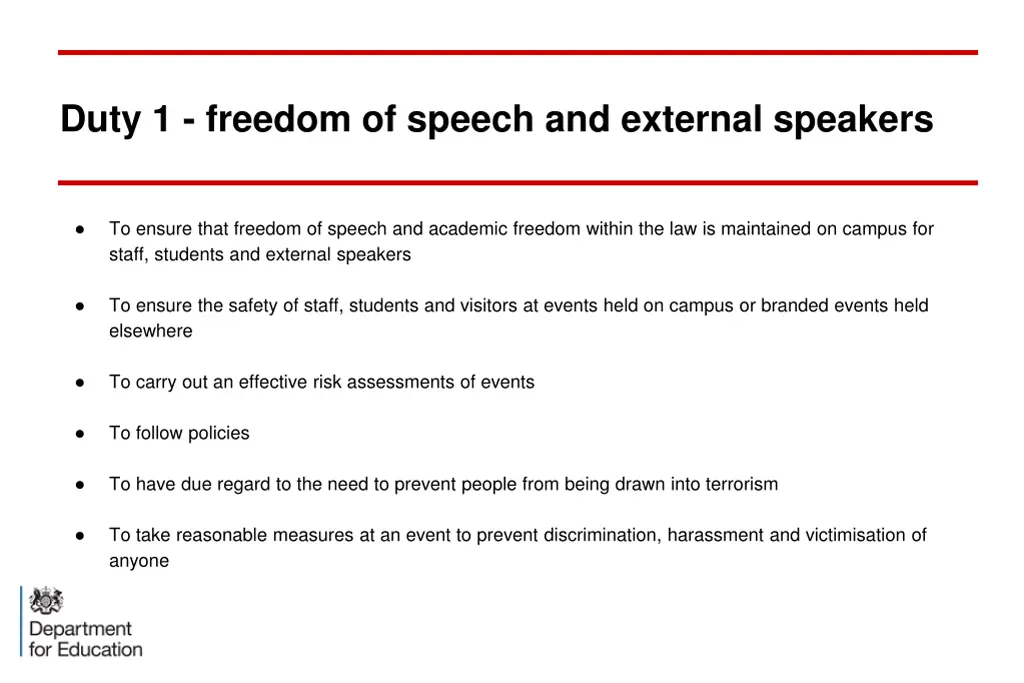 duty 1 freedom of speech and external speakers