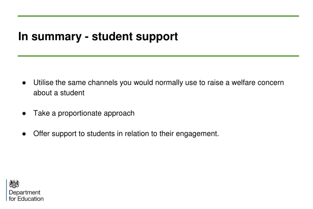 in summary student support