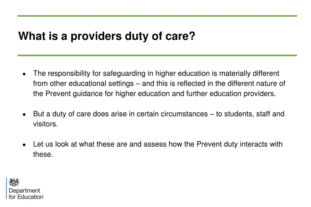 what is a providers duty of care