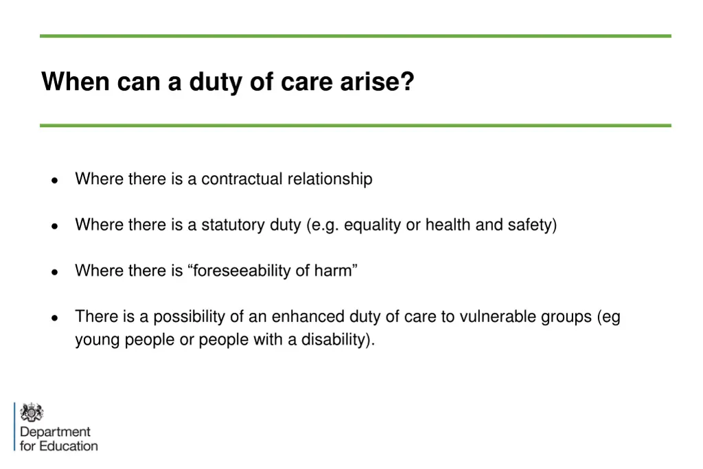 when can a duty of care arise