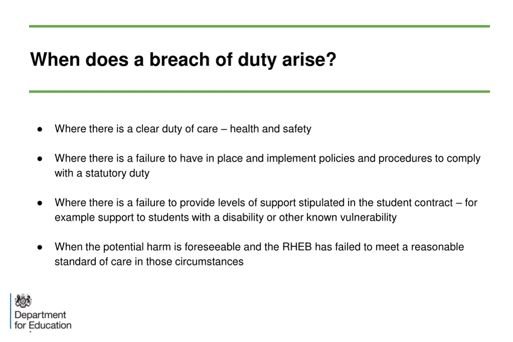 when does a breach of duty arise