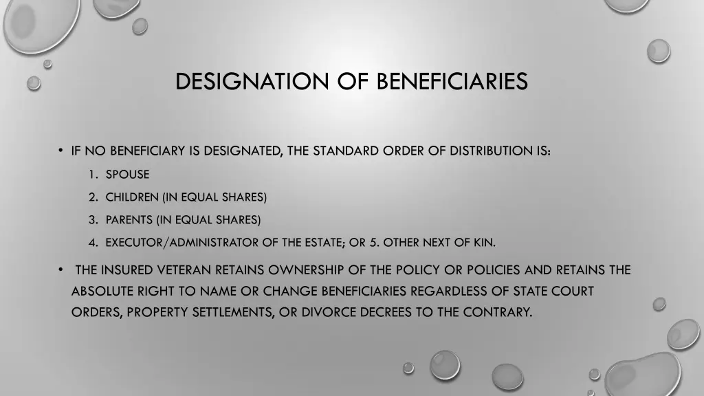 designation of beneficiaries 1