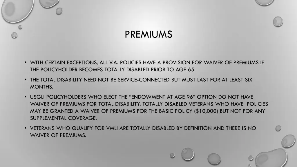 premiums