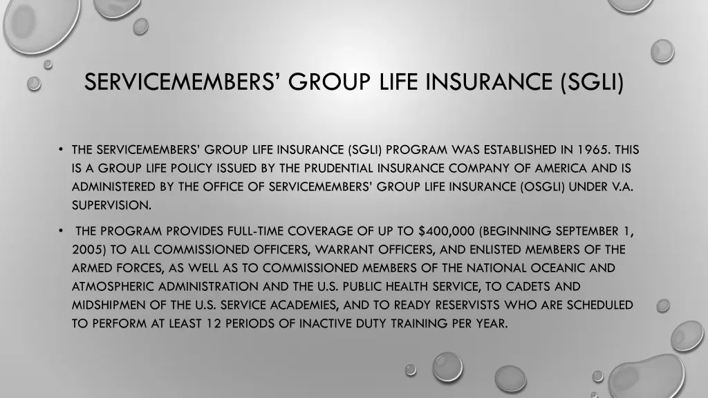 servicemembers group life insurance sgli