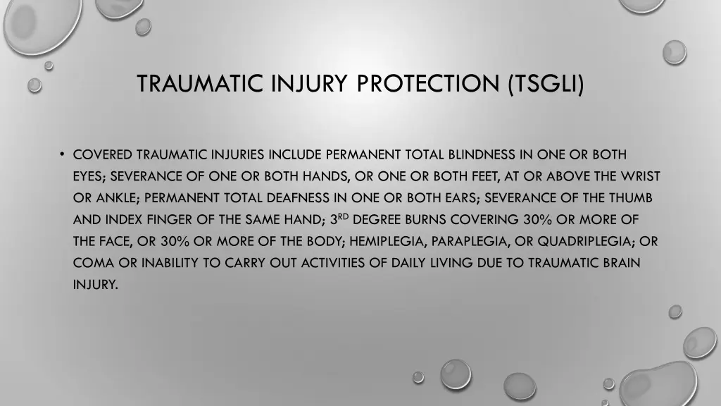 traumatic injury protection tsgli 1